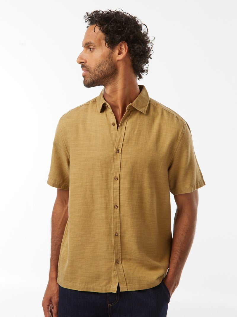 Camicia a maniche corte tinta unita Verde - Kiabi