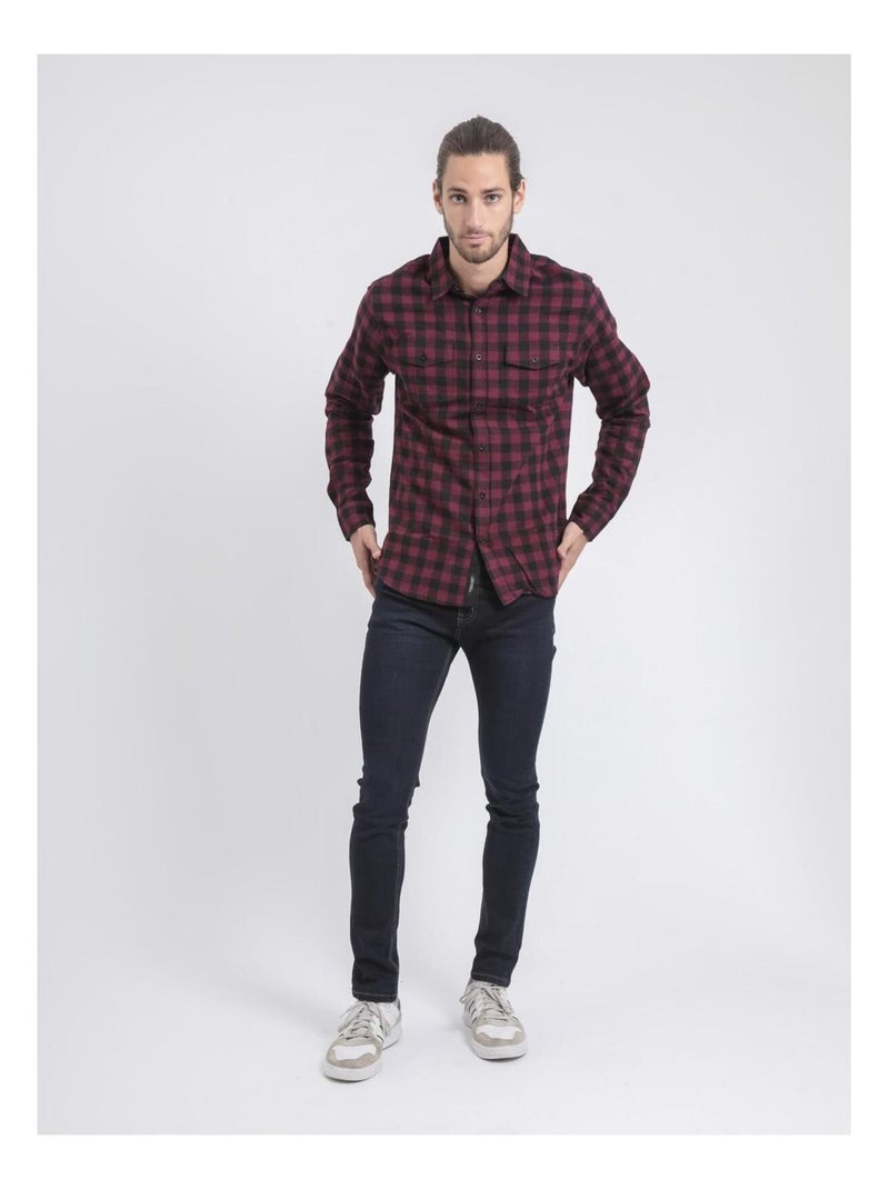 Camicia a maniche lunghe a quadri TOMALAX Bordeaux - Kiabi