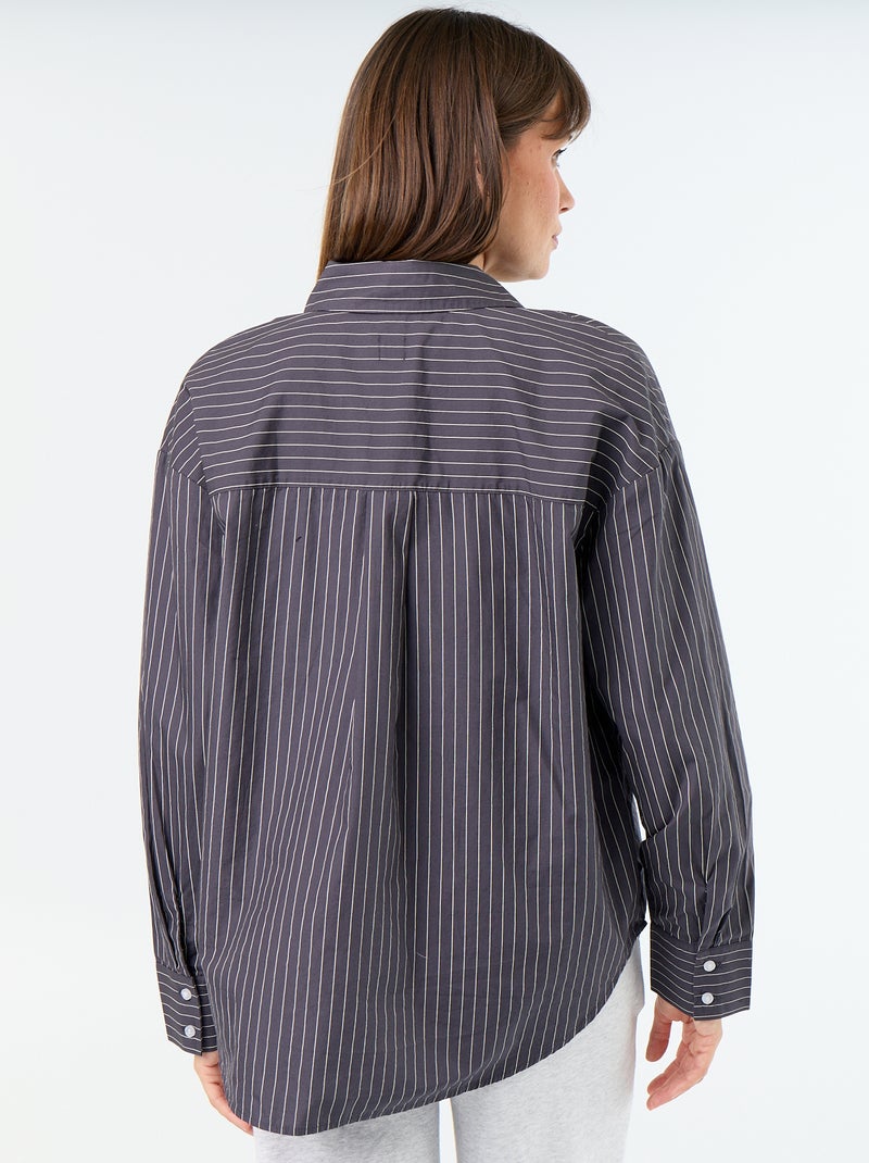 Camicia a maniche lunghe a righe Grigio - Kiabi
