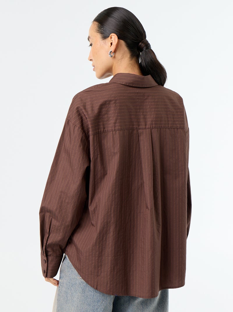 Camicia a maniche lunghe a righe Marrone - Kiabi