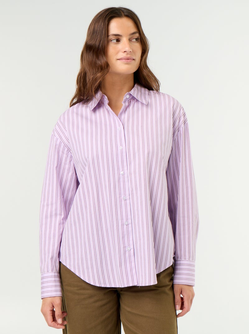 Camicia a maniche lunghe a righe Viola - Kiabi