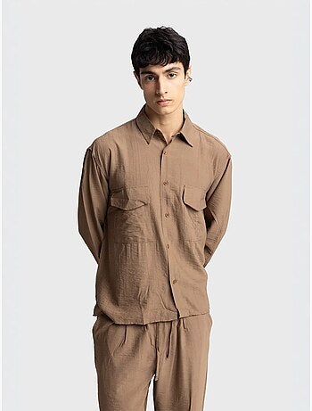 Camicia a maniche lunghe con abbottonatura e tasca giesto