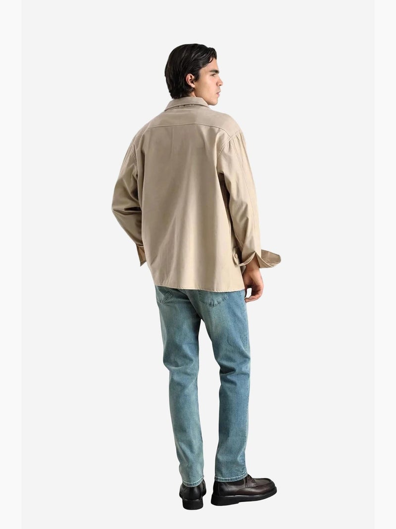 Camicia a maniche lunghe con bottoni e colletto da camicia giesto Beige argilla - Kiabi