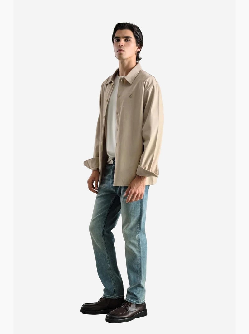 Camicia a maniche lunghe con bottoni e colletto da camicia giesto Beige argilla - Kiabi