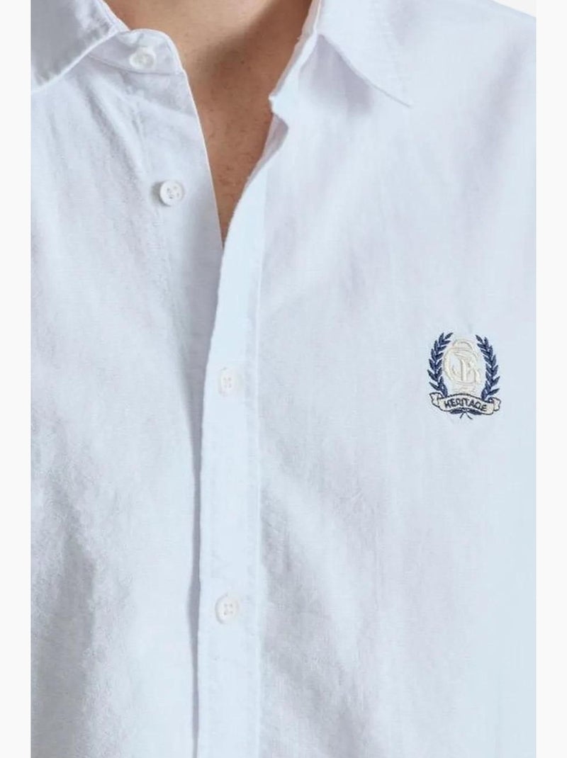 Camicia a maniche lunghe con bottoni e ricami giesto Bianco - Kiabi