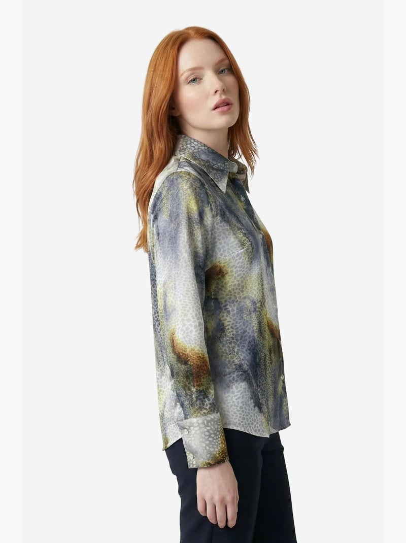Camicia a maniche lunghe con bottoni e stampa astratta my fashion Grigio - Kiabi