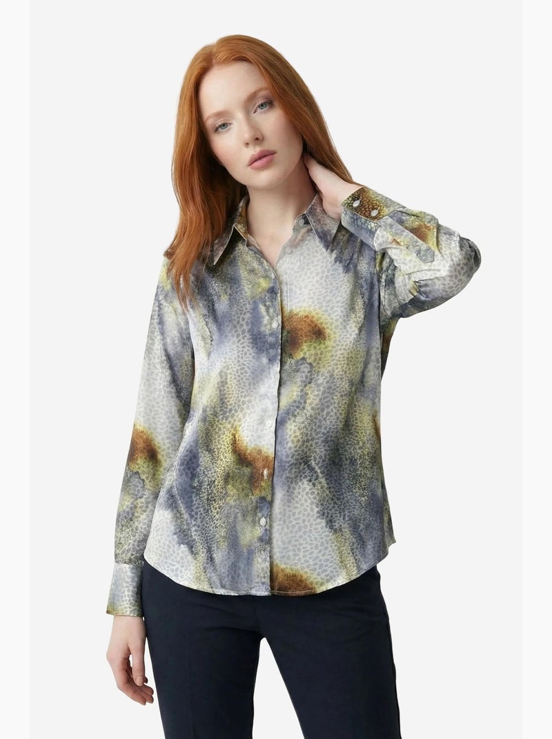 Camicia a maniche lunghe con bottoni e stampa astratta my fashion Grigio - Kiabi