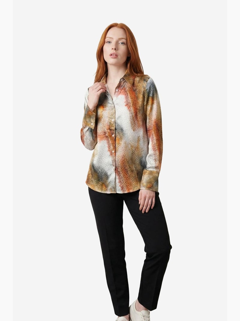 Camicia a maniche lunghe con bottoni e stampa astratta my fashion Marrone chiaro - Kiabi