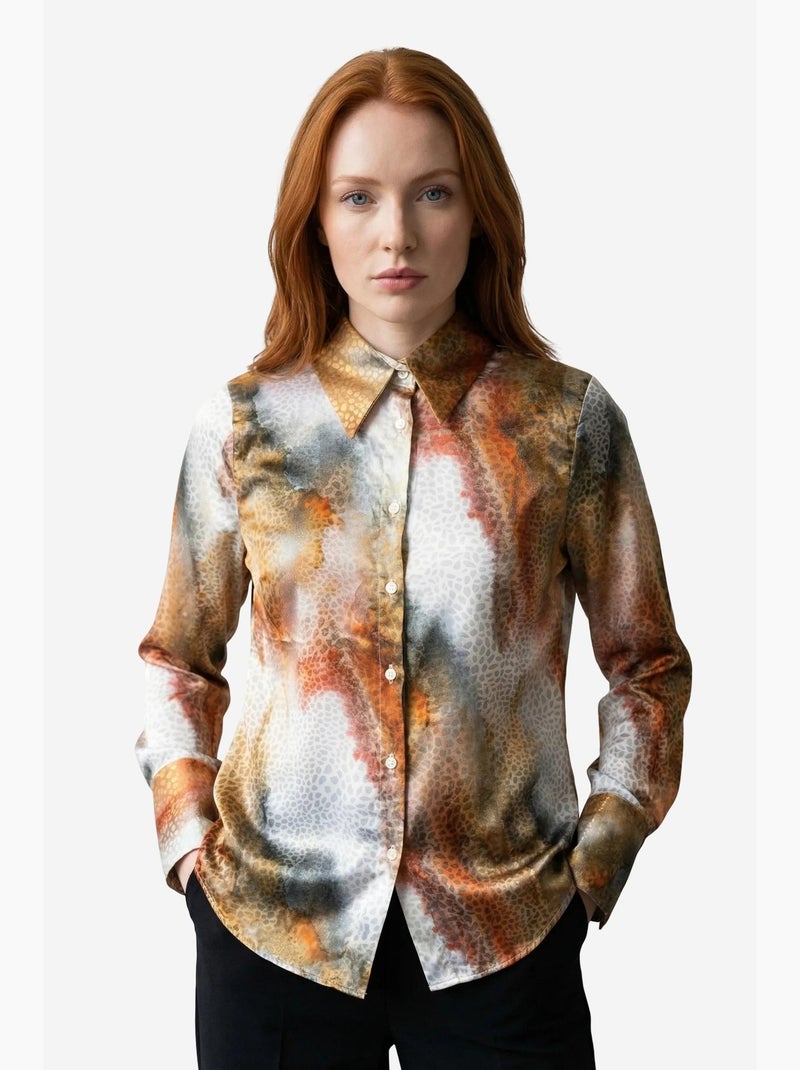 Camicia a maniche lunghe con bottoni e stampa astratta my fashion Marrone chiaro - Kiabi