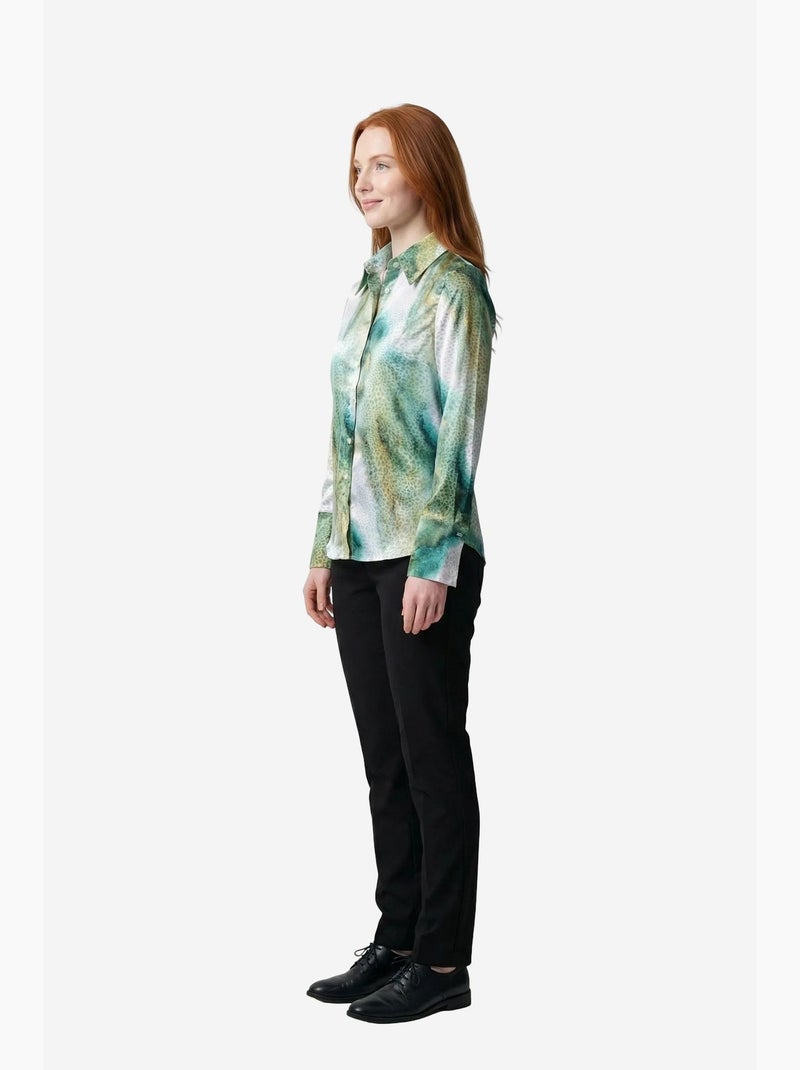 Camicia a maniche lunghe con bottoni e stampa astratta my fashion Verde - Kiabi