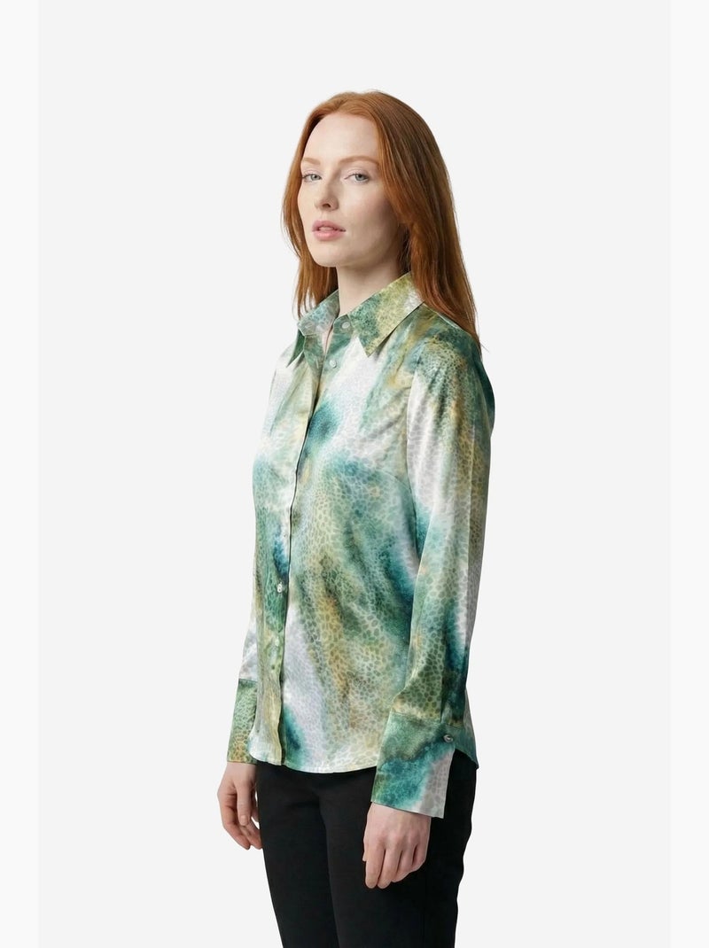 Camicia a maniche lunghe con bottoni e stampa astratta my fashion Verde - Kiabi