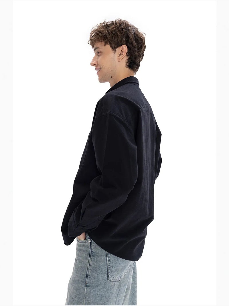 Camicia a maniche lunghe con bottoni giesto Blu marino - Kiabi