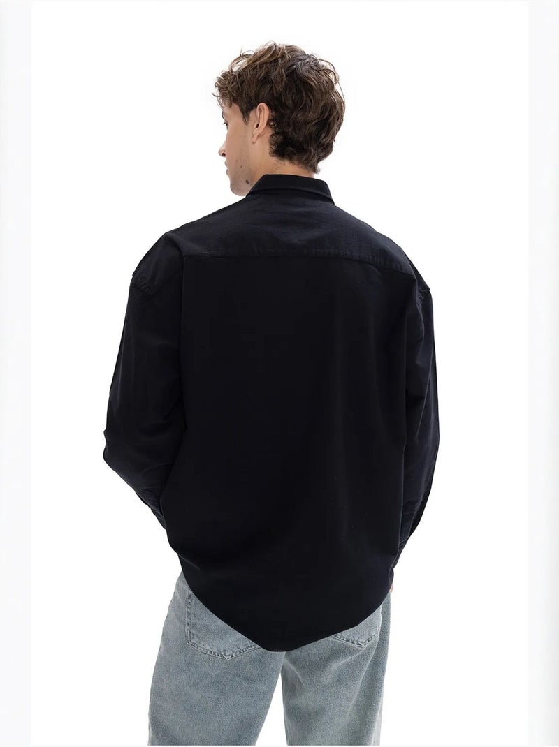 Camicia a maniche lunghe con bottoni giesto Blu marino - Kiabi