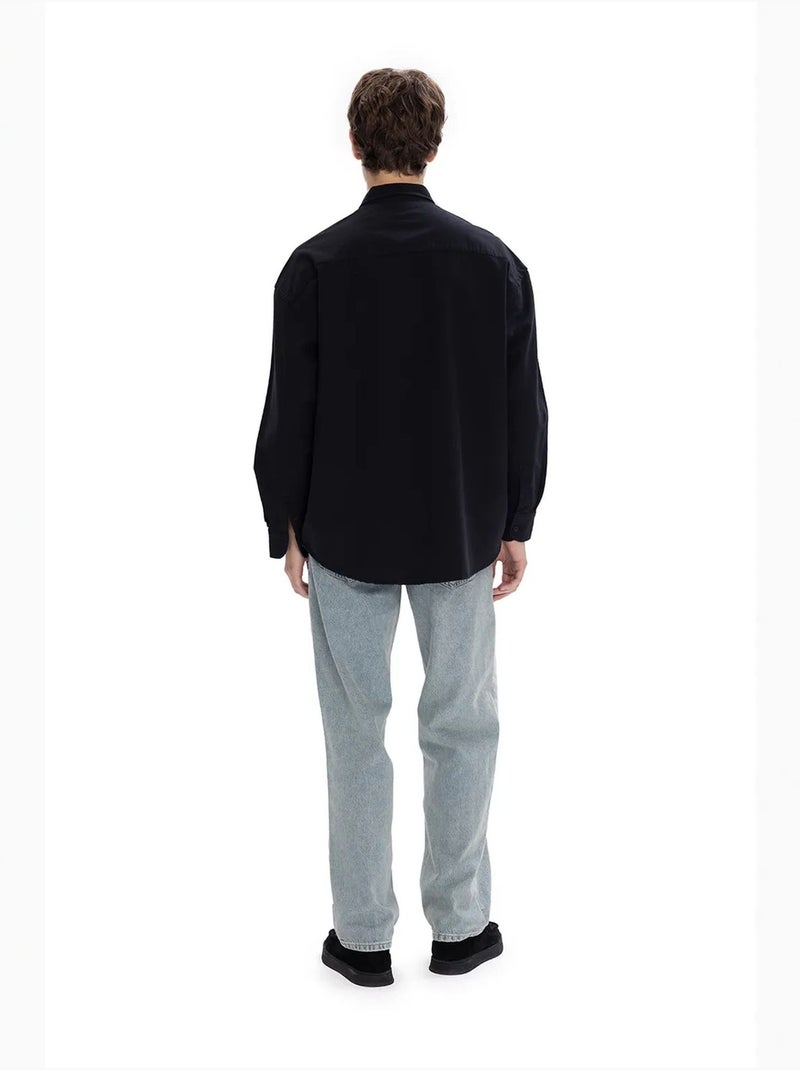 Camicia a maniche lunghe con bottoni giesto Blu marino - Kiabi