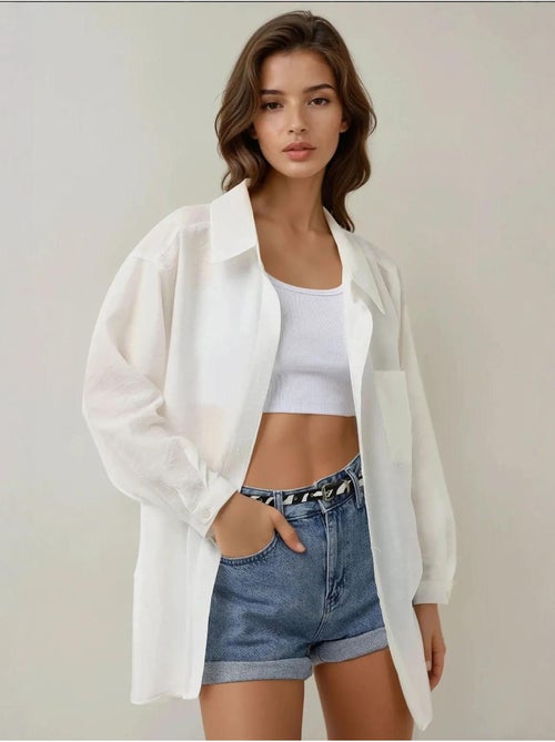 Camicia a maniche lunghe con colletto a camicia e vestibilità rilassata hiccup - Kiabi Camicia a maniche lunghe con colletto a camicia e vestibilità rilassata hiccup - Kiabi