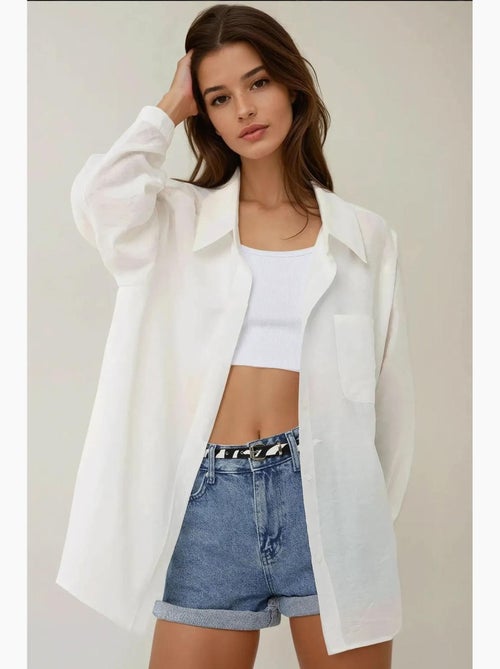 Camicia a maniche lunghe con colletto a camicia e vestibilità rilassata hiccup - Kiabi Camicia a maniche lunghe con colletto a camicia e vestibilità rilassata hiccup - Kiabi