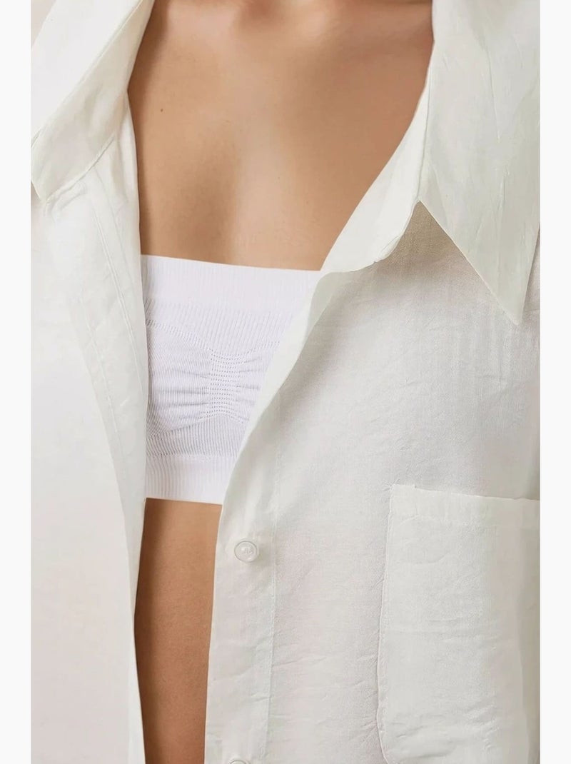Camicia a maniche lunghe con colletto a camicia e vestibilità rilassata hiccup Bianco sporco - Kiabi