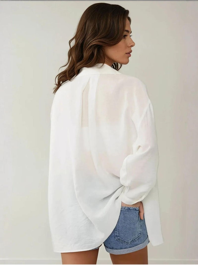 Camicia a maniche lunghe con colletto a camicia e vestibilità rilassata hiccup Bianco sporco - Kiabi