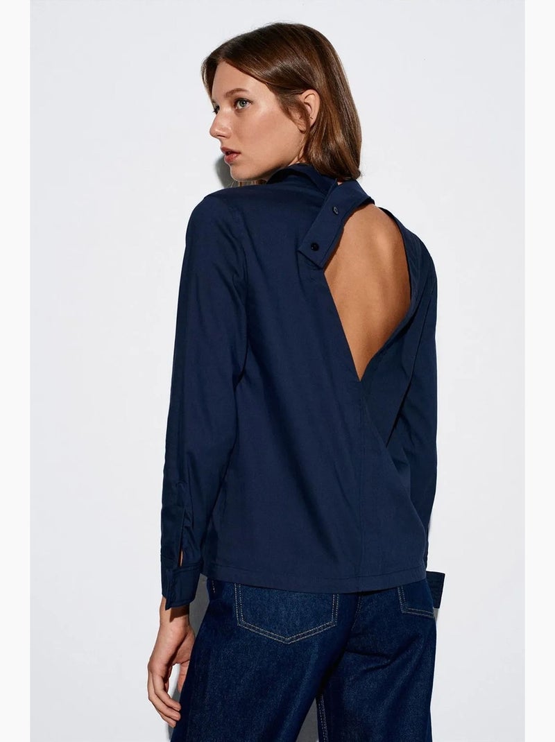 Camicia a maniche lunghe con cut-out dilvin Blu marino - Kiabi