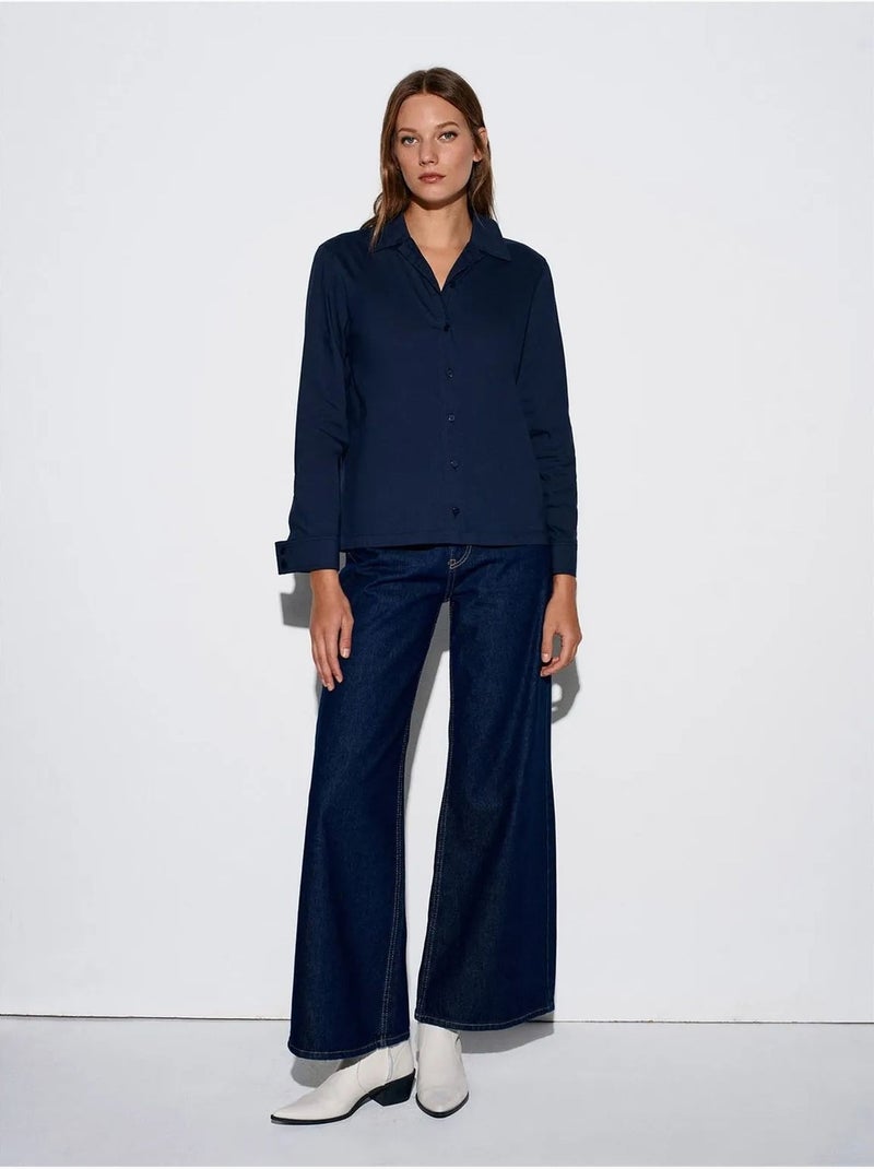 Camicia a maniche lunghe con cut-out dilvin Blu marino - Kiabi