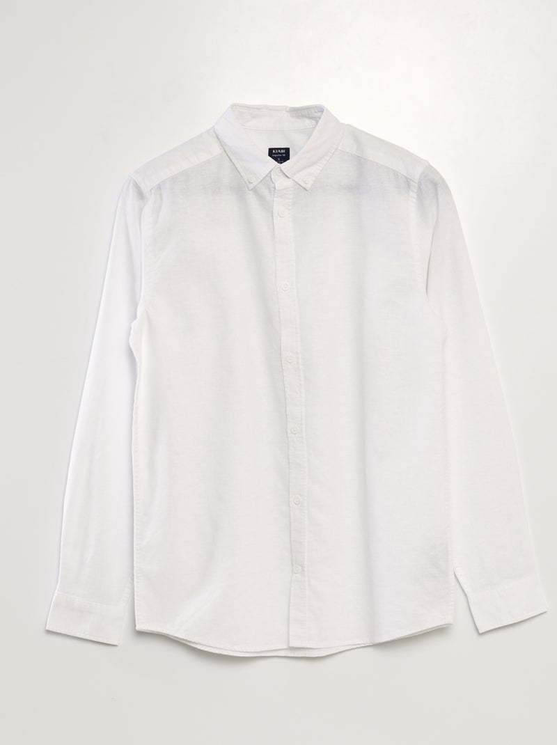 Camicia a maniche lunghe con lino BIANCO - Kiabi