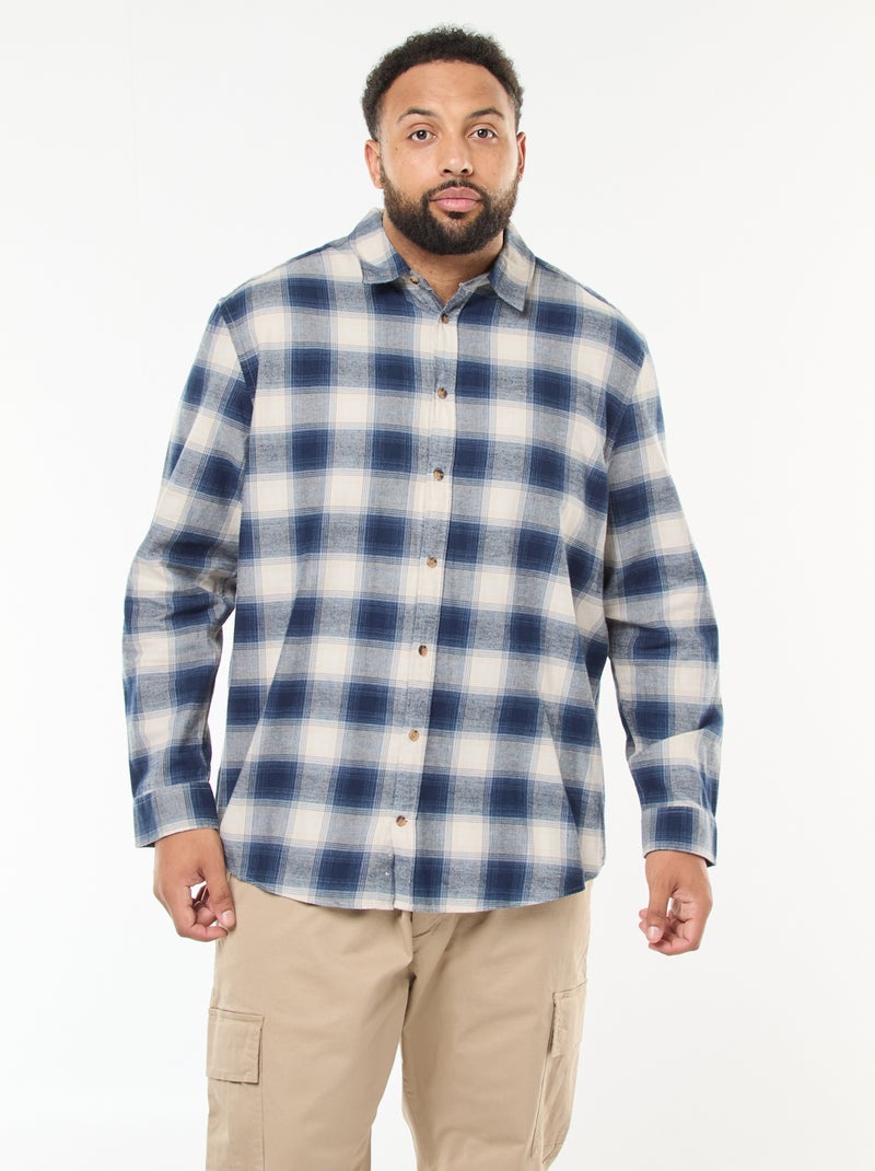 Camicia a maniche lunghe con motivo a quadri Blu - Kiabi