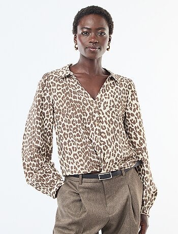 Camicia a maniche lunghe con motivo leopardato 'JDY'