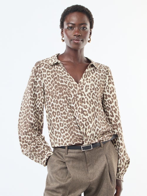 Camicia a maniche lunghe con motivo leopardato 'JDY' - Kiabi