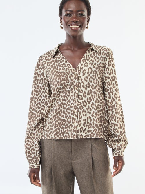 Camicia a maniche lunghe con motivo leopardato 'JDY' - Kiabi
