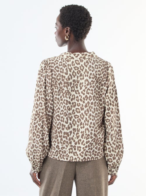 Camicia a maniche lunghe con motivo leopardato 'JDY' - Kiabi