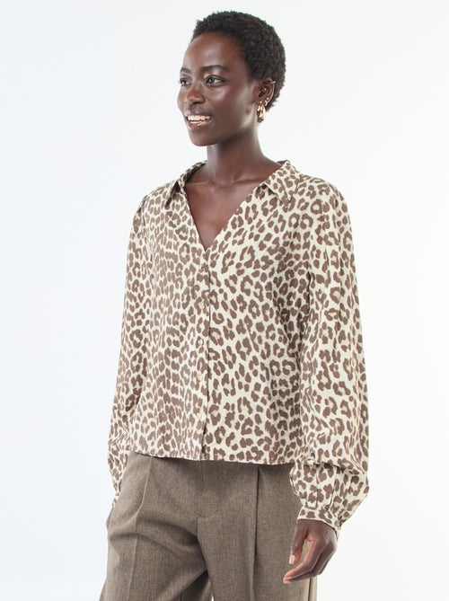 Camicia a maniche lunghe con motivo leopardato 'JDY' - Kiabi