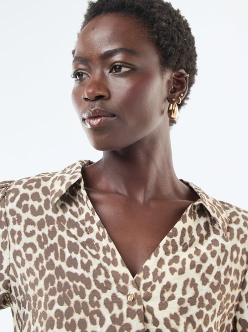 Camicia a maniche lunghe con motivo leopardato 'JDY' - Kiabi