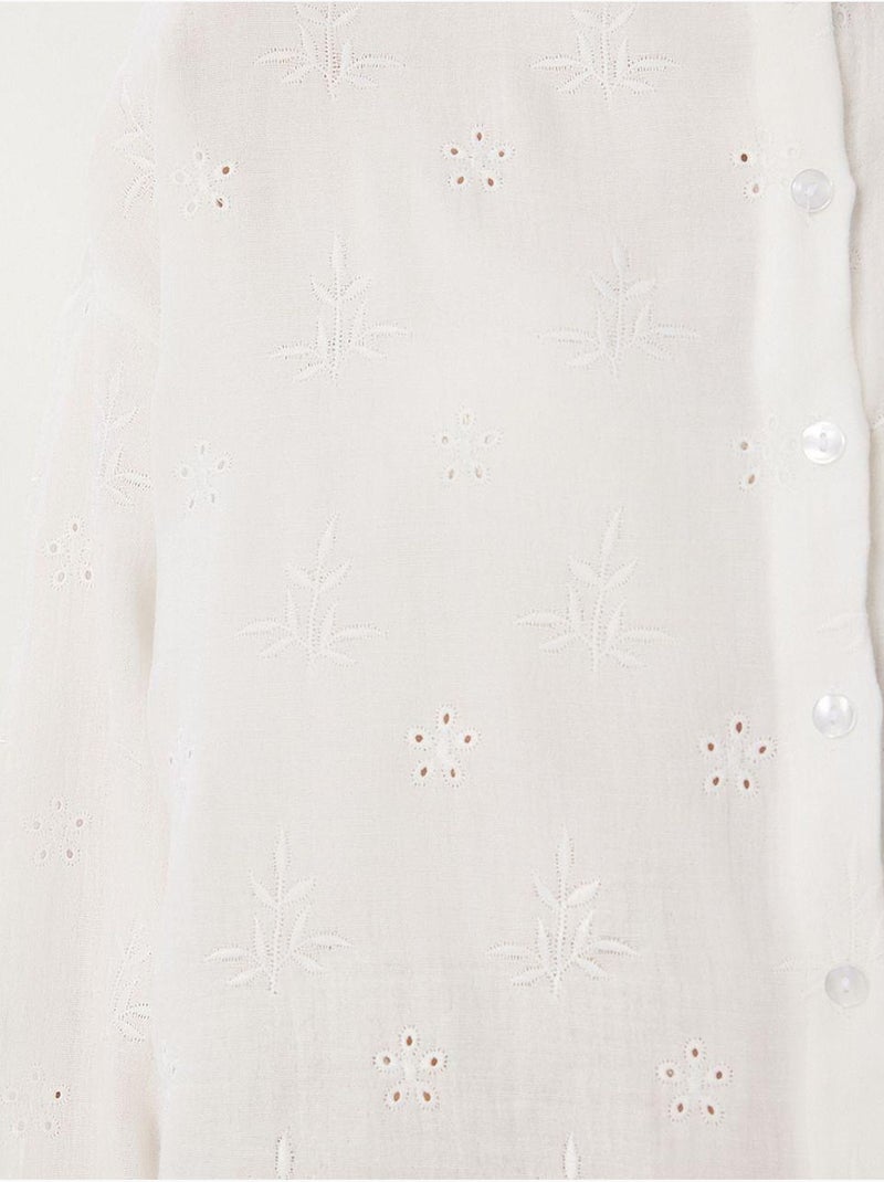 Camicia a maniche lunghe con ricamo testurizzato e chiusura a bottoni istanbul Avorio - Kiabi