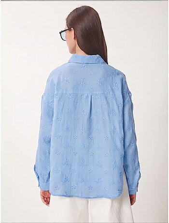 Camicia a maniche lunghe con ricamo testurizzato e chiusura a bottoni istanbul