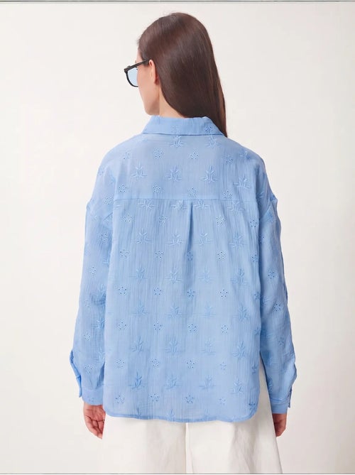 Camicia a maniche lunghe con ricamo testurizzato e chiusura a bottoni istanbul - Kiabi