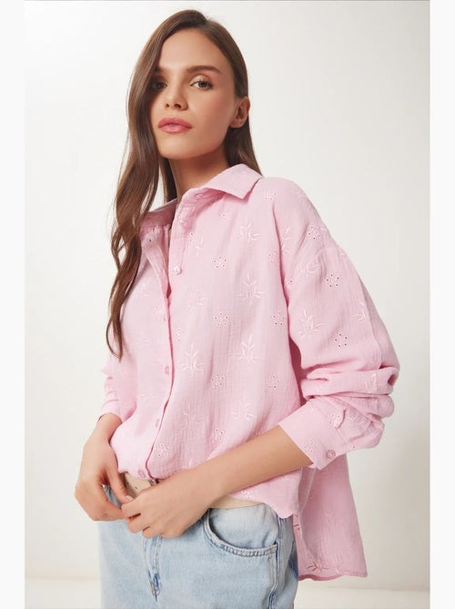 Camicia a maniche lunghe con ricamo testurizzato e chiusura a bottoni istanbul - Kiabi Camicia a maniche lunghe con ricamo testurizzato e chiusura a bottoni istanbul - Kiabi