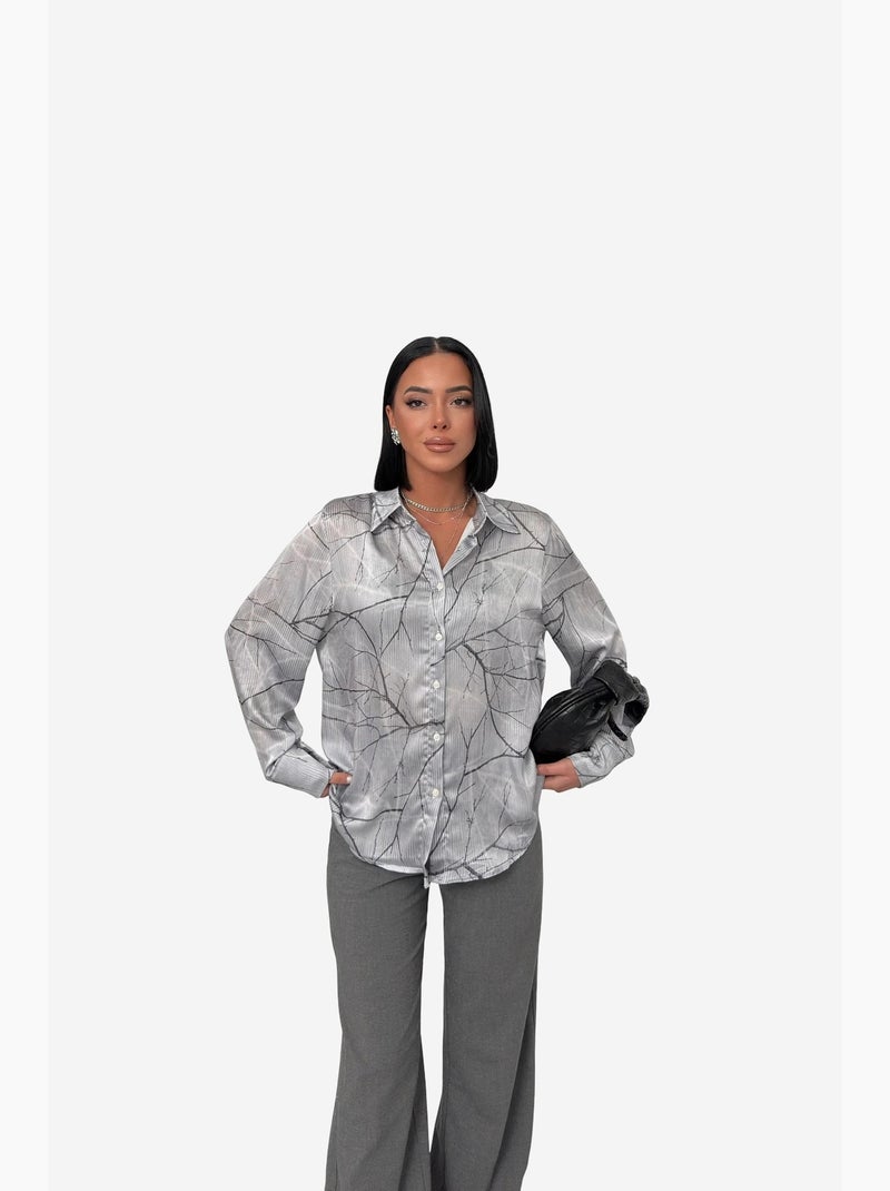 Camicia a maniche lunghe con stampa astratta my fashion Grigio - Kiabi