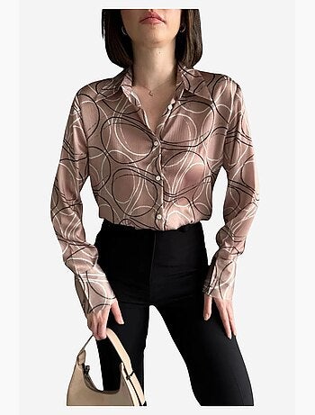 Camicia a maniche lunghe con stampa geometrica e chiusura a bottoni my fashion