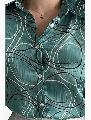 Camicia a maniche lunghe con stampa geometrica e chiusura a bottoni my fashion