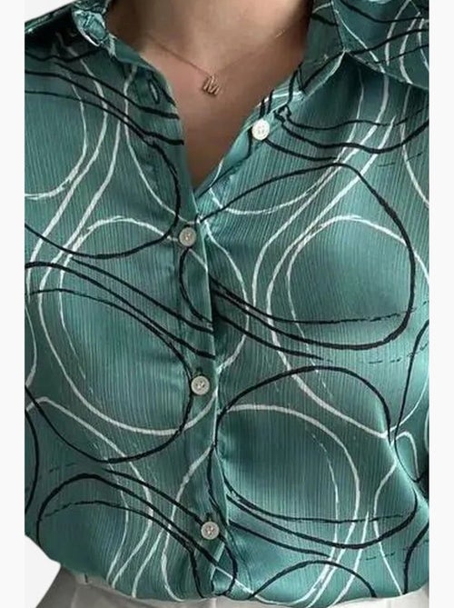 Camicia a maniche lunghe con stampa geometrica e chiusura a bottoni my fashion - Kiabi Camicia a maniche lunghe con stampa geometrica e chiusura a bottoni my fashion - Kiabi