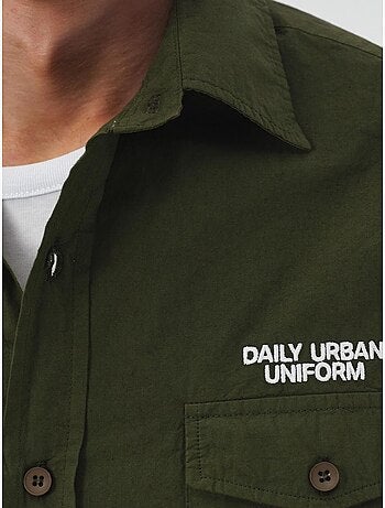 Camicia a maniche lunghe con stampa testuale ricamata giesto