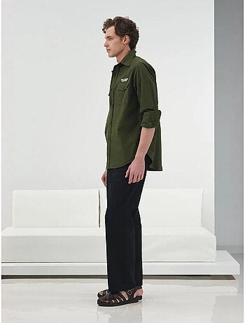 Camicia a maniche lunghe con stampa testuale ricamata giesto