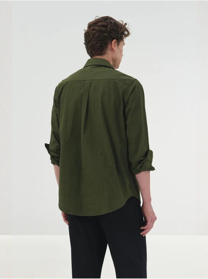 Camicia a maniche lunghe con stampa testuale ricamata giesto Cachi - Kiabi