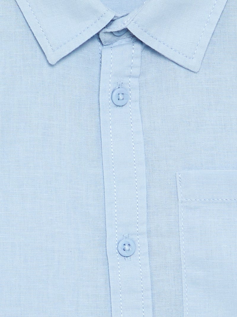 Camicia a maniche lunghe con taschino sul petto Blu - Kiabi