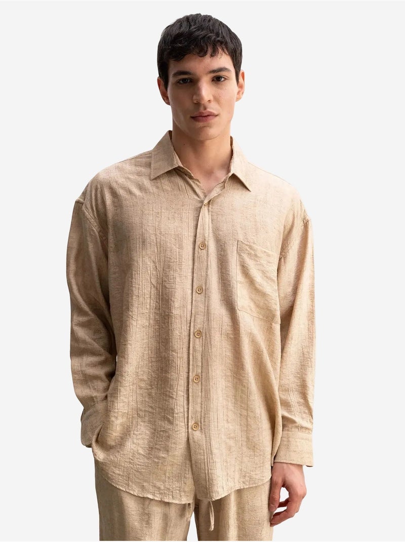 Camicia a maniche lunghe dalla vestibilità rilassata giesto Beige naturale - Kiabi