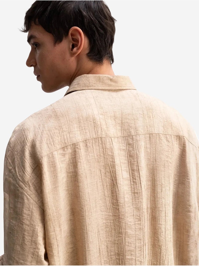 Camicia a maniche lunghe dalla vestibilità rilassata giesto Beige naturale - Kiabi