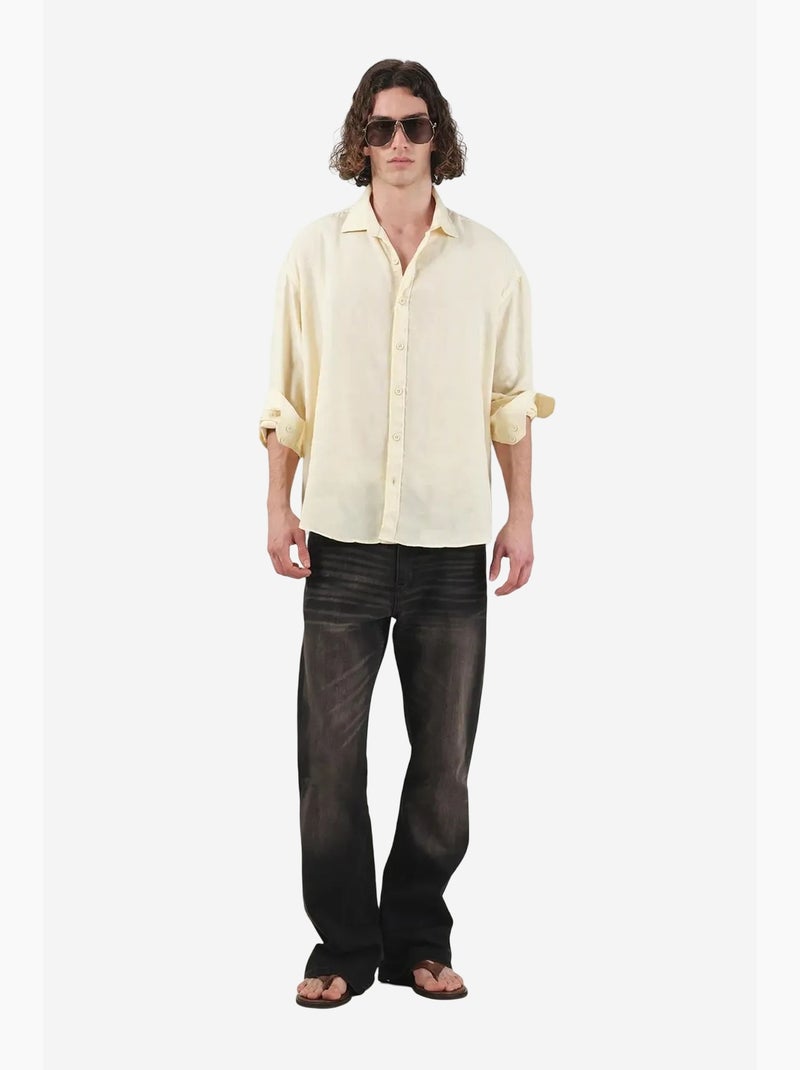 Camicia a maniche lunghe dalla vestibilità rilassata giesto Ecru - Kiabi