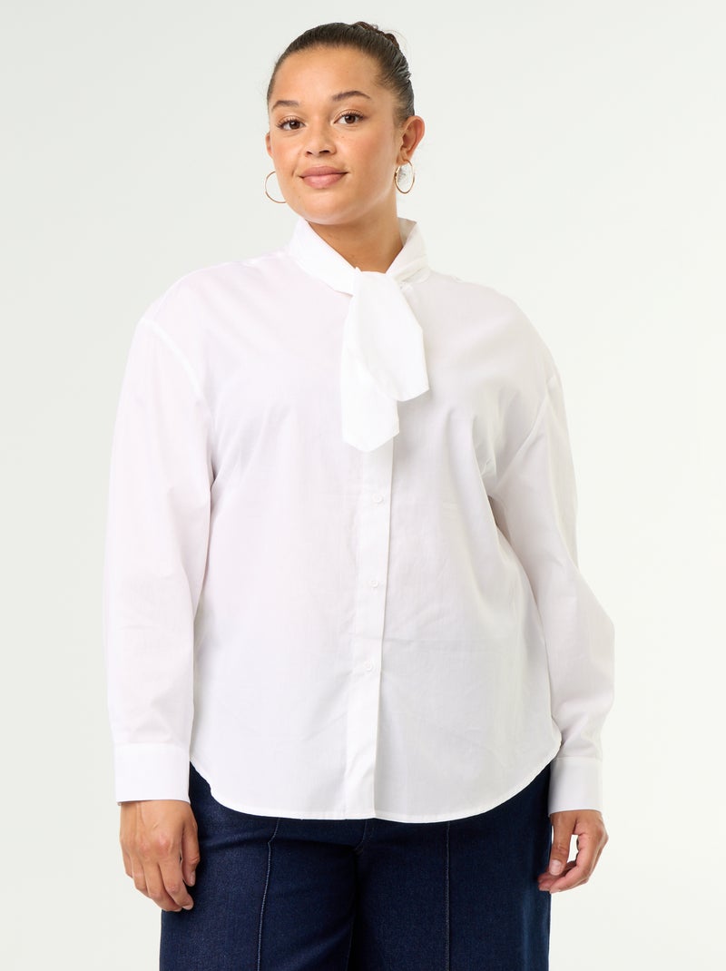 Camicia a maniche lunghe e collo a lavallière Bianco - Kiabi