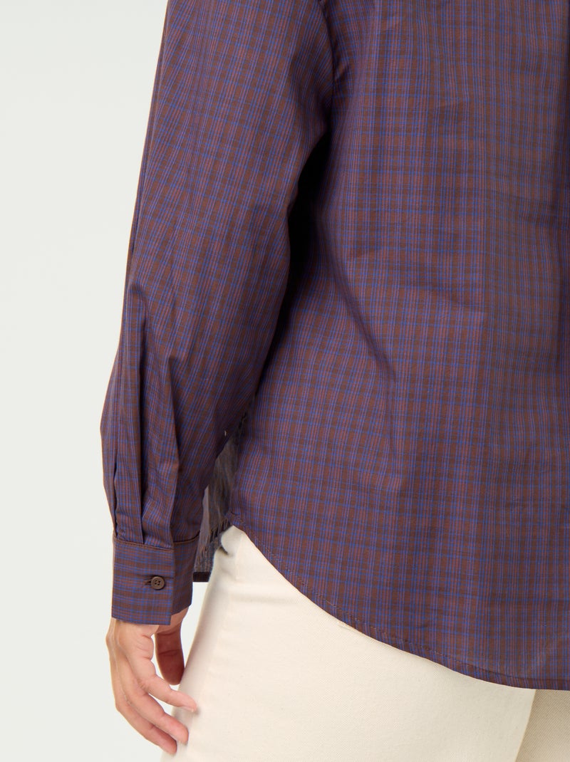 Camicia a maniche lunghe e collo lavallière Marrone - Kiabi