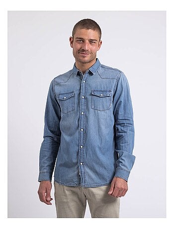 Camicia a maniche lunghe effetto denim DERKO